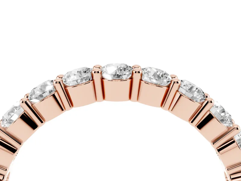 Round Lab-Grown Diamond Prong Set Half Eternity Wedding Band | Raised Row | Rose Gold