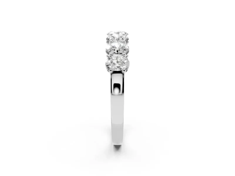 Oval Diamond Eternity Band Set in Silver with Shared Prongs