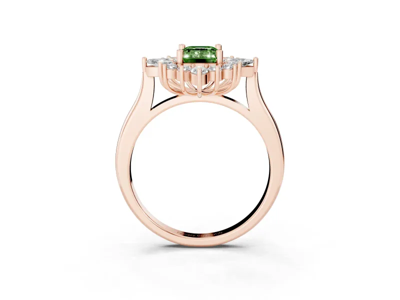 Emerald Cut Engagement Ring Setting for a Fancy Green Lab-Grown Diamond | Rose Gold - Design NV-24790