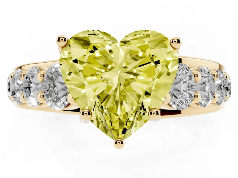 Heart-Shaped Engagement Ring Setting for a Fancy Yellow Lab-Grown Diamond | Yellow Gold - Design NV-24645