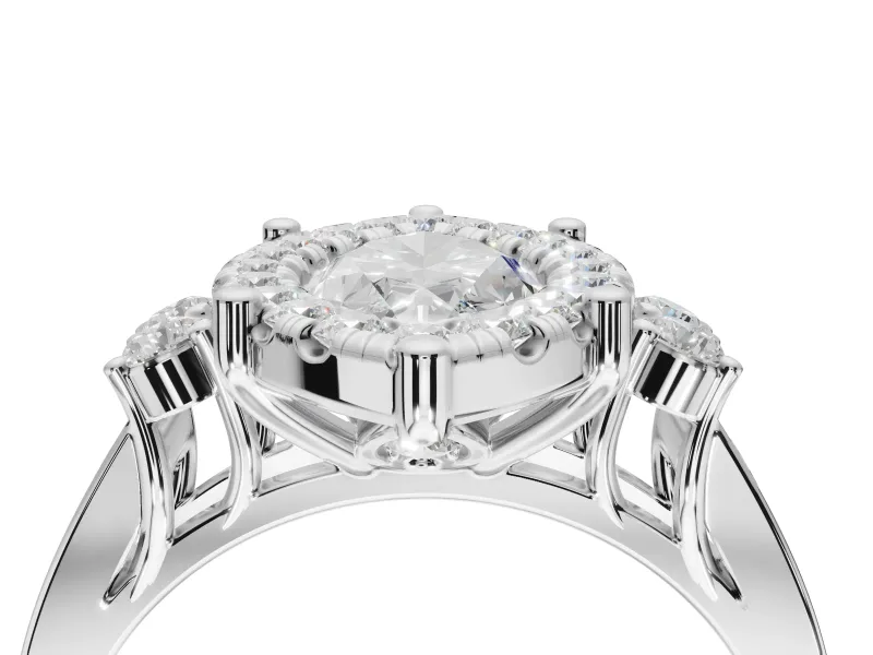 Marquise Halo Side Cluster Engagement Ring Setting | Graduated Channel Band | White Gold