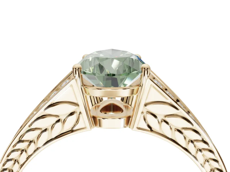 Pear-Shaped Split Shank Pavé Engagement Ring Setting for a Fancy Green Lab-Grown Diamond | Yellow Gold