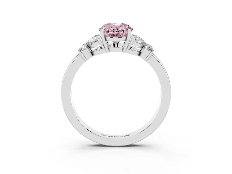 Oval Petal Engagement Ring Setting for a Fancy Pink Lab-Grown Diamond | White Gold