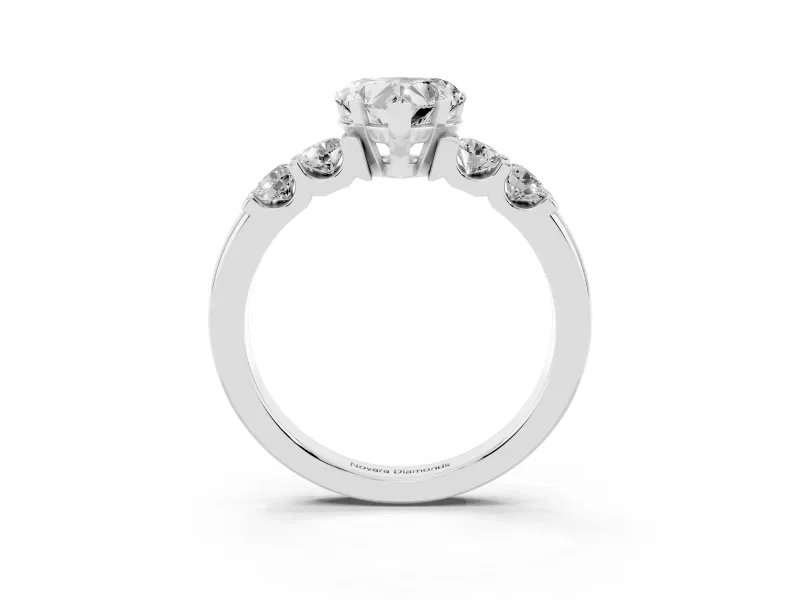 Heart-Shaped Five Stone Engagement Ring Setting | Prong-Set Side Stones | Platinum
