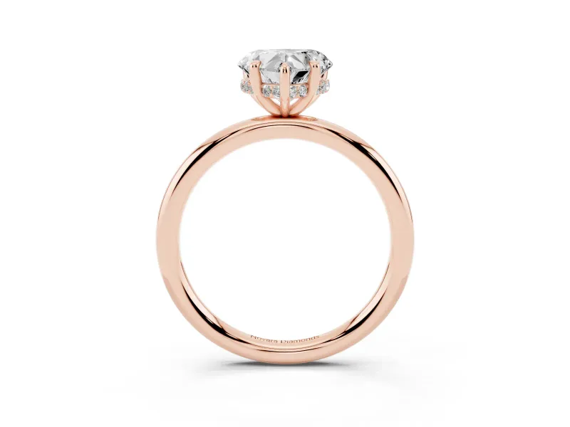 Heart-Shaped Hidden Halo Engagement Ring Setting | Thin Plain Band | Rose Gold