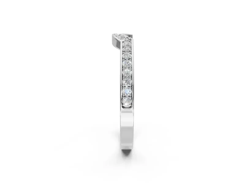 Round Lab-Grown Diamond Pavé Contour Wedding Band | Raised Rails | Sterling Silver