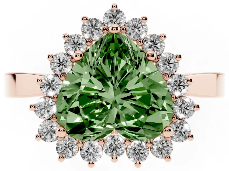 Heart-Shaped Scalloped Halo Engagement Ring Setting for a Fancy Green Lab-Grown Diamond | Rose Gold