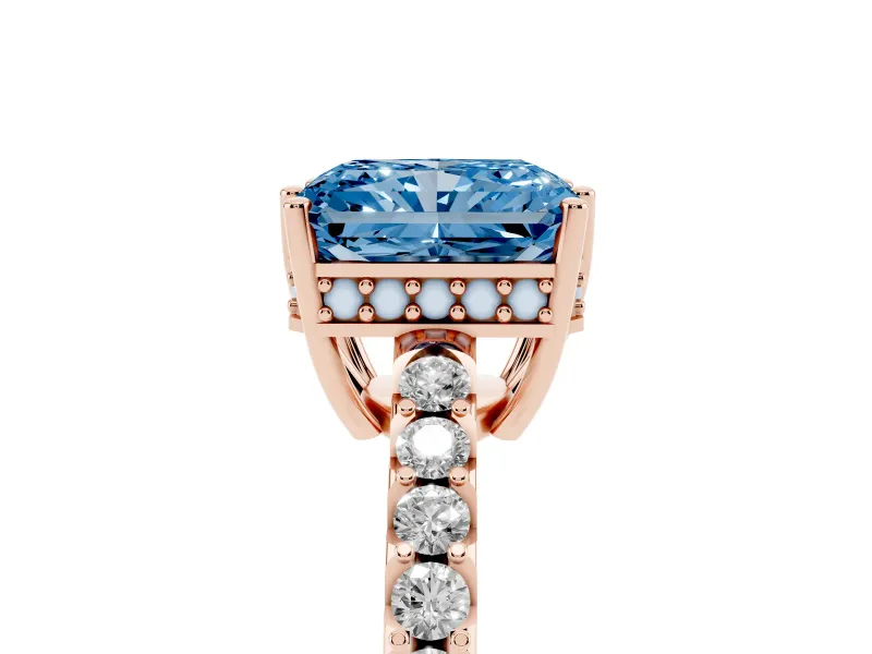 Radiant Cut Engagement Ring Setting for a Fancy Blue Lab-Grown Diamond | Rose Gold - Design NV-24649