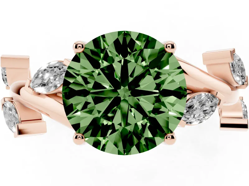 Round Twisted Vine Engagement Ring Setting for a Fancy Green Lab-Grown Diamond | Rose Gold