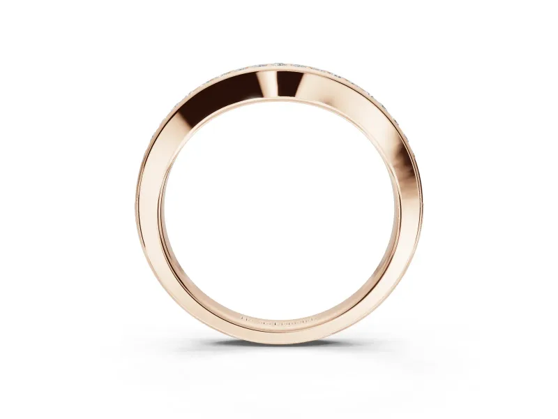 Round Lab-Grown Diamond Contoured Pavé Wedding Band | Smooth Polished Edges | Rose Gold