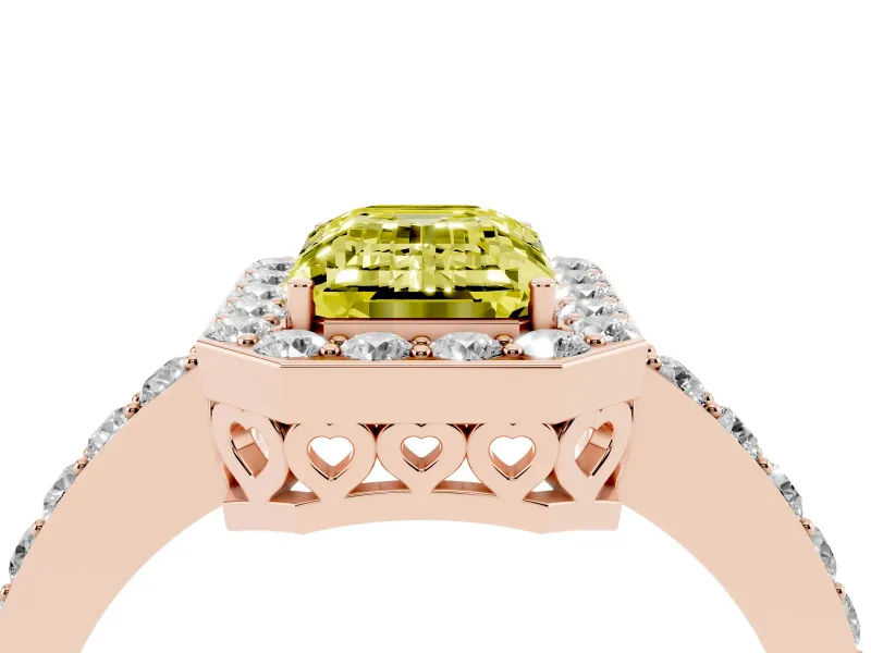 Emerald Cut Halo Engagement Ring Setting for a Fancy Yellow Lab-Grown Diamond | Rose Gold - Design NV-24751