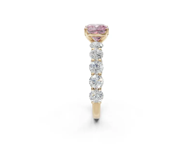 Cushion Cut Engagement Ring Setting for a Fancy Pink Lab-Grown Diamond | Yellow Gold - Design NV-24455