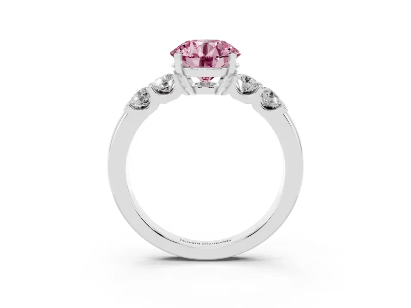 Round Five Stone Engagement Ring Setting for a Fancy Pink Lab-Grown Diamond | Platinum