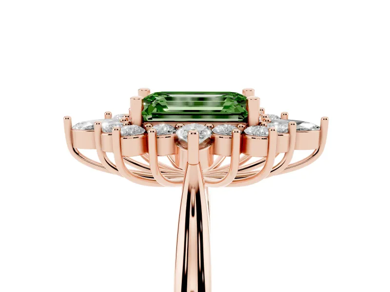 Emerald Cut Engagement Ring Setting for a Fancy Green Lab-Grown Diamond | Rose Gold - Design NV-24790