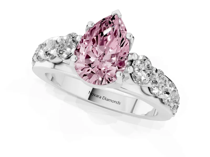 Pear-Shaped Graduated Engagement Ring Setting for a Fancy Pink Lab-Grown Diamond | Platinum