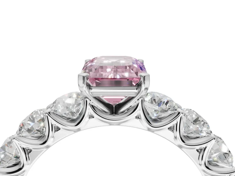 Emerald Cut Engagement Ring Setting for a Fancy Pink Lab-Grown Diamond | Sterling Silver - Design NV-24455