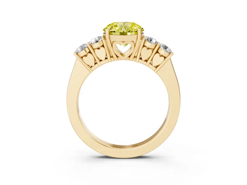 Round 5 Stone Engagement Ring Setting for a Fancy Yellow Lab-Grown Diamond | Yellow Gold