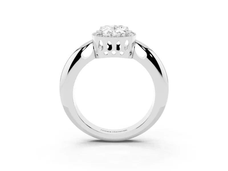 Oval Halo Engagement Ring Setting | Plain Tapered Band | Platinum