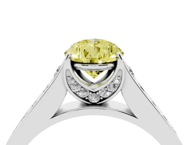 Pear-Shaped Graduated Pavé Engagement Ring Setting for a Fancy Yellow Lab-Grown Diamond | White Gold