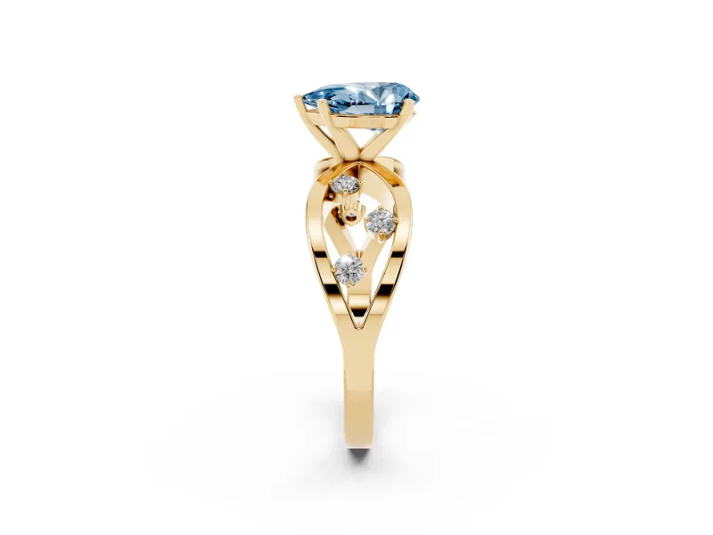 Pear-Shaped Loop Engagement Ring Setting for a Fancy Blue Lab-Grown Diamond | Yellow Gold