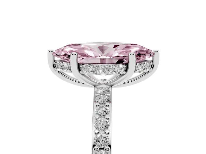 Marquise Hidden Halo Engagement Ring Setting for a Fancy Pink Lab-Grown Diamond | Platinum