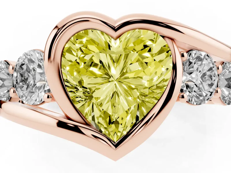 Heart-Shaped Bezel Bypass Engagement Ring Setting for a Fancy Yellow Lab-Grown Diamond | Rose Gold