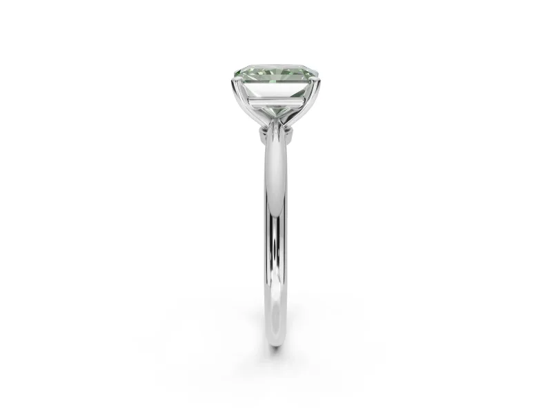 Radiant Cut Solitaire Engagement Ring Setting for a Fancy Green Lab-Grown Diamond | Tapered Plain Band | Sterling Silver