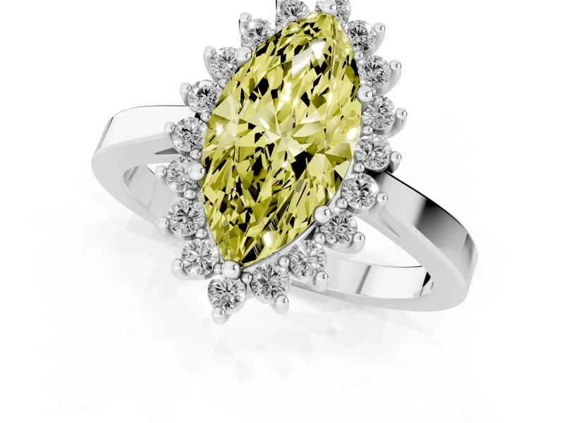 Marquise Scalloped Halo Engagement Ring Setting for a Fancy Yellow Lab-Grown Diamond | Platinum