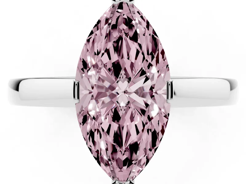 Marquise Tab Prong Solitaire Engagement Ring Setting for a Fancy Pink Lab-Grown Diamond | White Gold