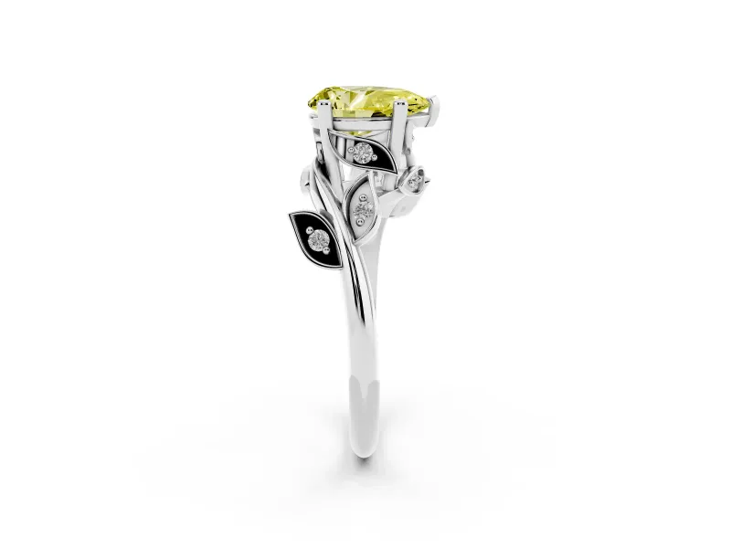 Pear-Shaped Twisted Bypass Engagement Ring Setting for a Fancy Yellow Lab-Grown Diamond | Platinum