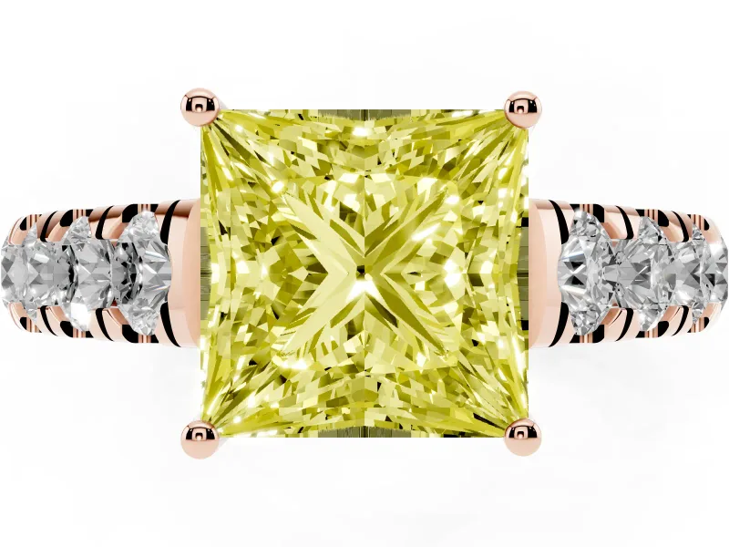 Princess Cut Engagement Ring Setting for a Fancy Yellow Lab-Grown Diamond | Rose Gold - Design NV-24643
