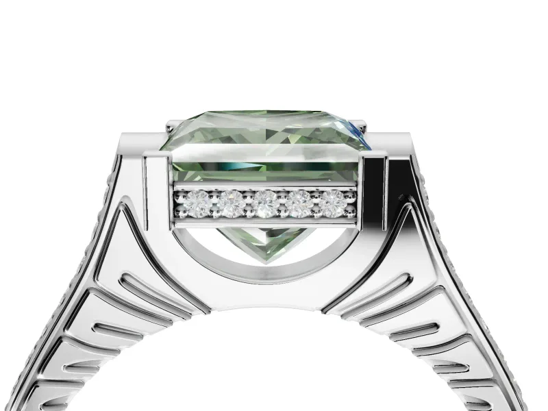 Princess Cut Engagement Ring Setting for a Fancy Green Lab-Grown Diamond | Sterling Silver - Design NV-24586