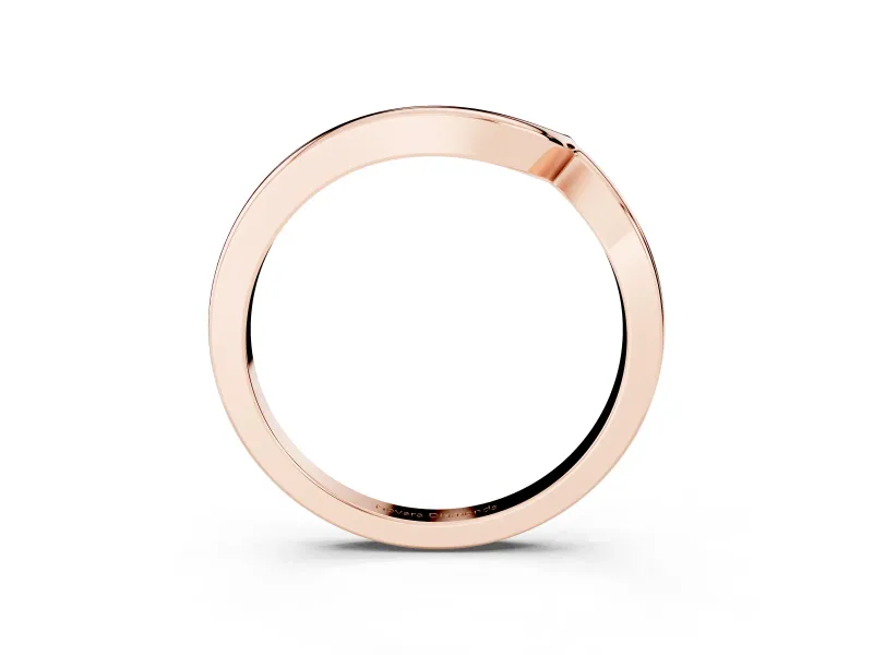 Chevron V-Shaped Plain Contour Band Set in Rose gold
