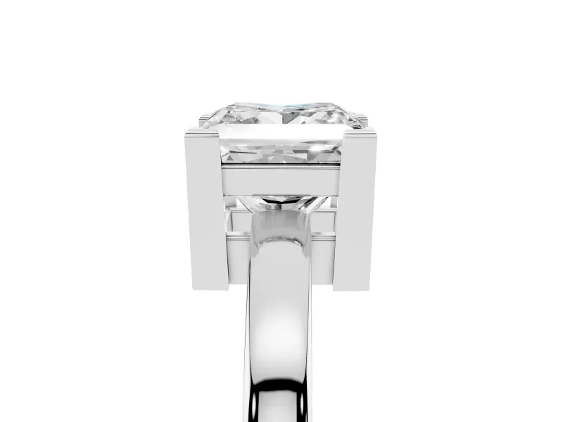 Princess Cut Diamond Solitaire Ring Set in White gold with Prong Head and Smooth Polished Band