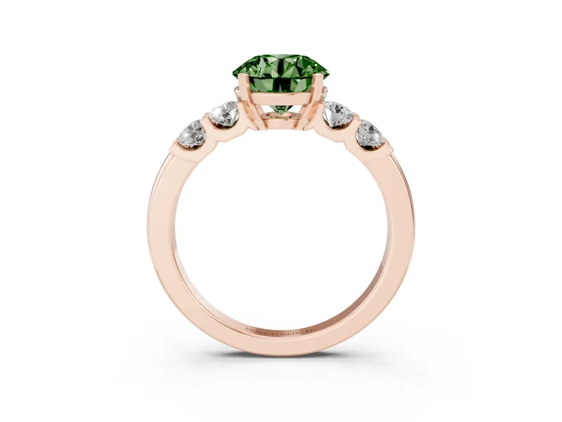 Round Five Stone Engagement Ring Setting for a Fancy Green Lab-Grown Diamond | Rose Gold