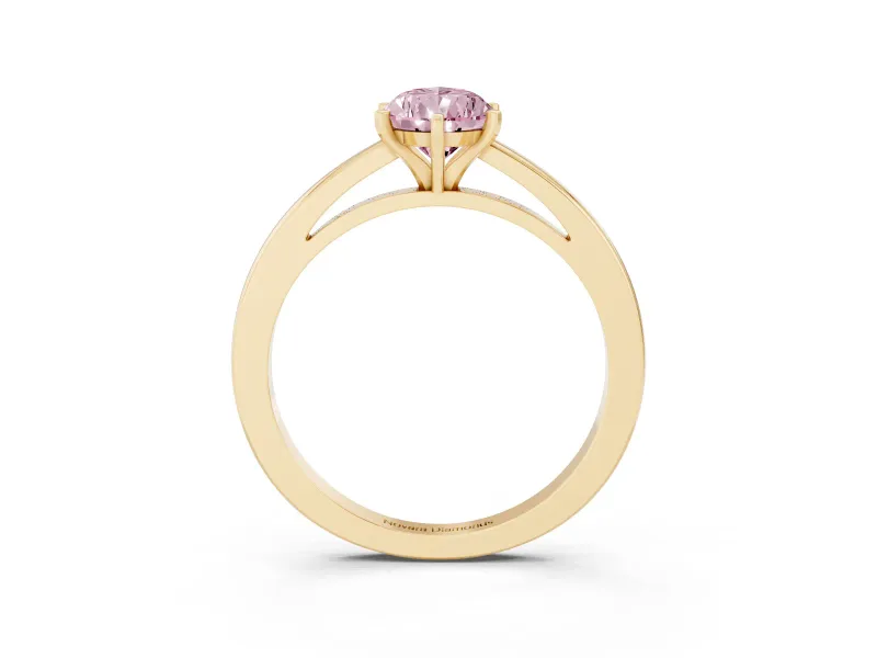Pear-Shaped Plain Engagement Ring Setting for a Fancy Pink Lab-Grown Diamond | Yellow Gold