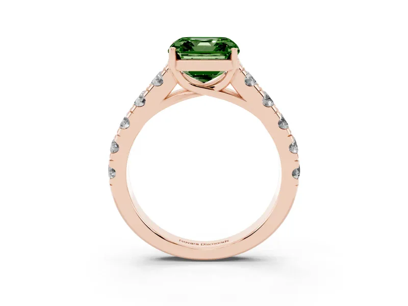 Asscher Cut Engagement Ring Setting for a Fancy Green Lab-Grown Diamond | Rose Gold - Design NV-24643