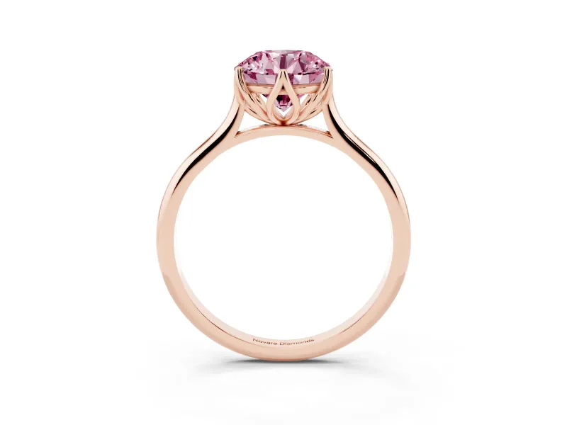 Round Cathedral Solitaire Engagement Ring Setting for a Fancy Pink Lab-Grown Diamond | Tulip Gallery | Rose Gold