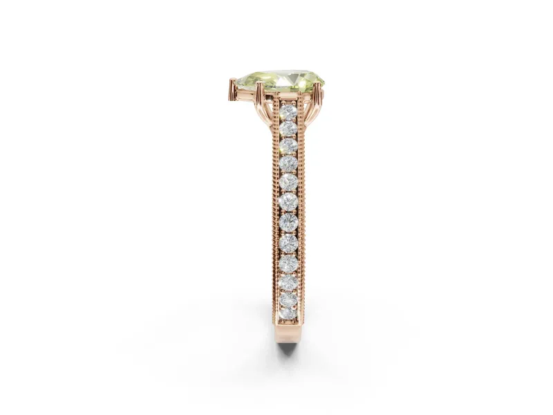 Pear-Shaped Vintage Engagement Ring Setting for a Fancy Yellow Lab-Grown Diamond | Rose Gold - Design NV-24644