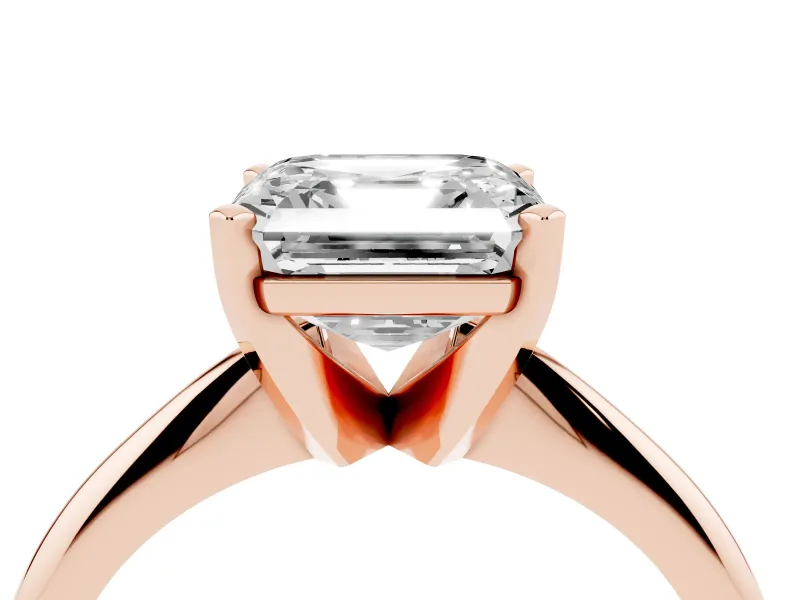 Asscher Cut Plain Knife-Edge Solitaire Engagement Ring Setting | Claw Prongs | Rose Gold