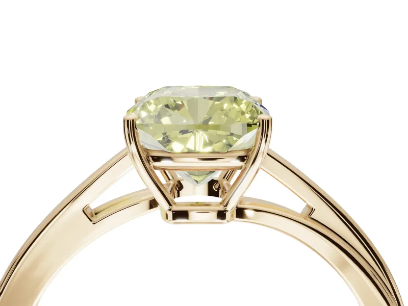 Cushion Cut Bypass Solitaire Engagement Ring Setting for a Fancy Yellow Lab-Grown Diamond | Yellow Gold