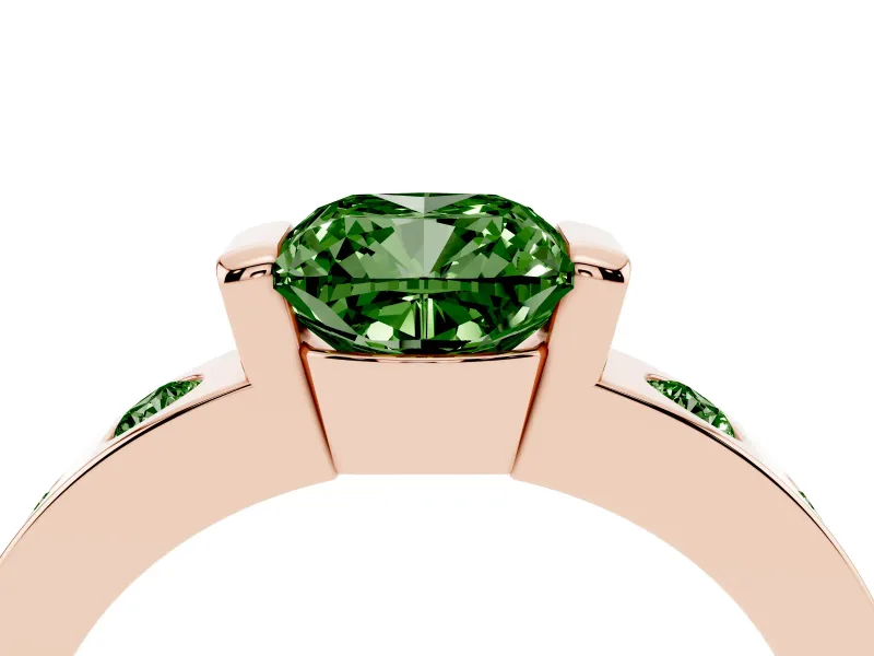 Cushion Cut Tension Style Engagement Ring Setting for a Fancy Green Lab-Grown Diamond | Rose Gold