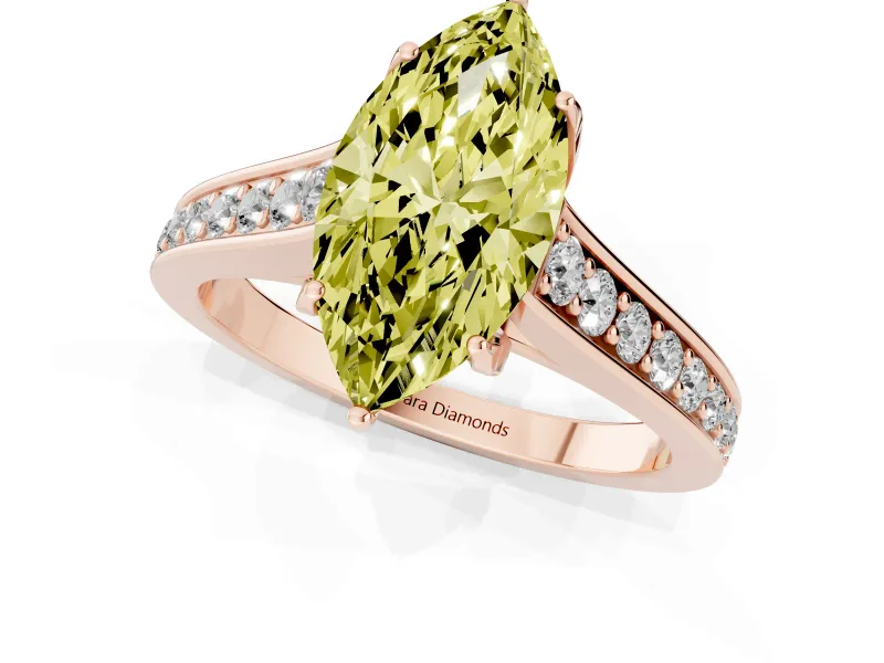 Marquise Graduated Pavé Engagement Ring Setting for a Fancy Yellow Lab-Grown Diamond | Rose Gold