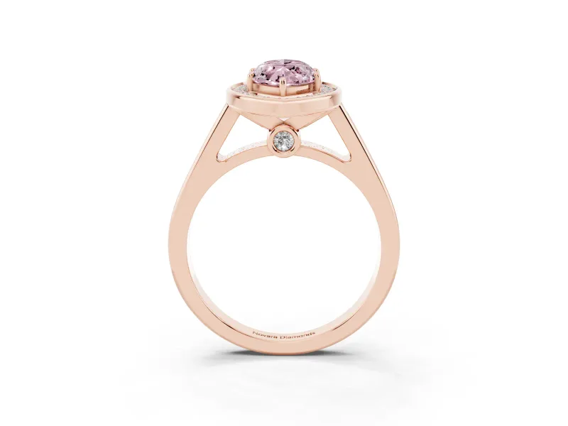 Marquise Rimmed Halo Engagement Ring Setting for a Fancy Pink Lab-Grown Diamond | Rose Gold