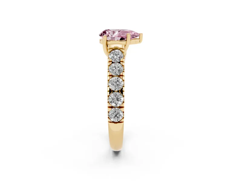 Pear-Shaped Engagement Ring Setting for a Fancy Pink Lab-Grown Diamond | Yellow Gold - Design NV-24643