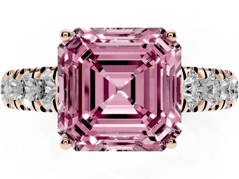 Asscher Cut Engagement Ring Setting for a Fancy Pink Lab-Grown Diamond | Rose Gold - Design NV-24643