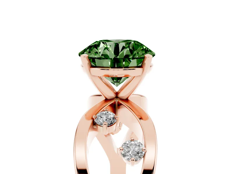 Round Loop Engagement Ring Setting for a Fancy Green Lab-Grown Diamond | Rose Gold