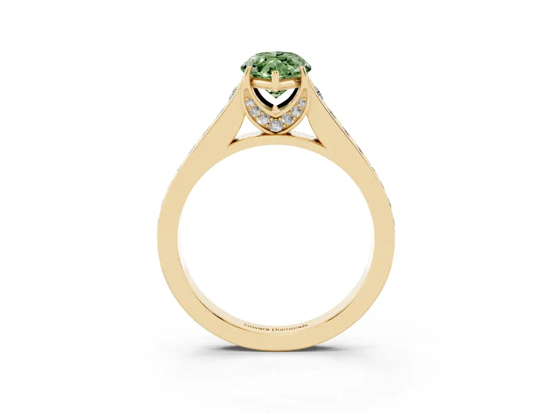 Marquise Graduated Pavé Engagement Ring Setting for a Fancy Green Lab-Grown Diamond | Yellow Gold