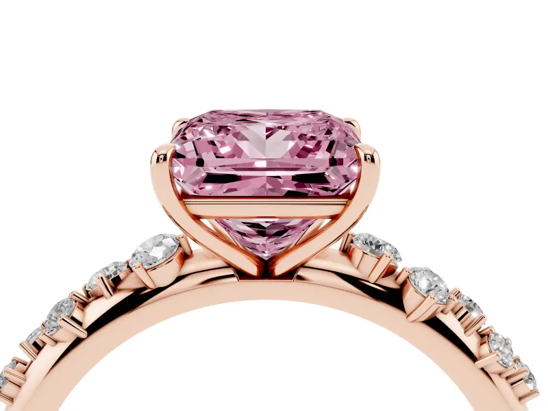 Princess Cut Graduated Solitaire Engagement Ring Setting for a Fancy Pink Lab-Grown Diamond | Rose Gold