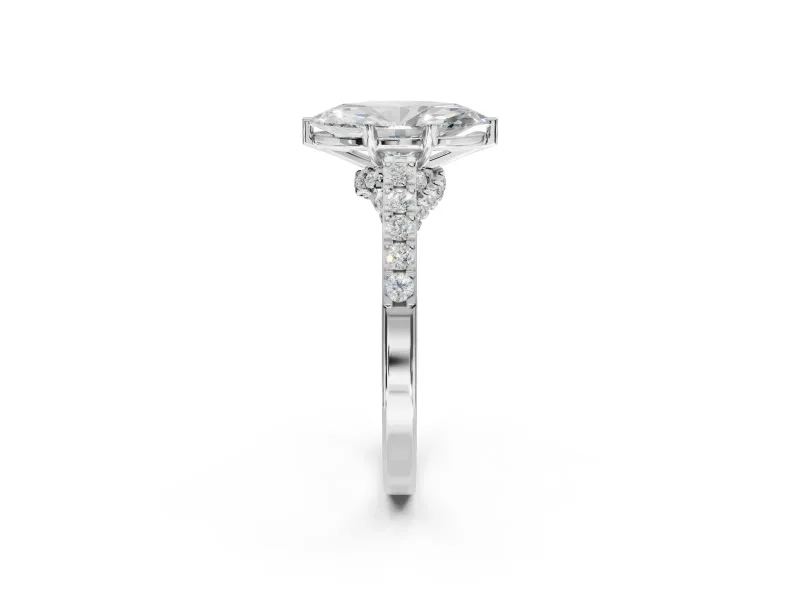 Marquise Pavé Solitaire Engagement Ring Setting | Crossover Gallery | Sterling Silver